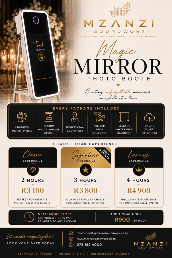 Mzanzi Soundworx Mirror Photo Booth Pricelist
