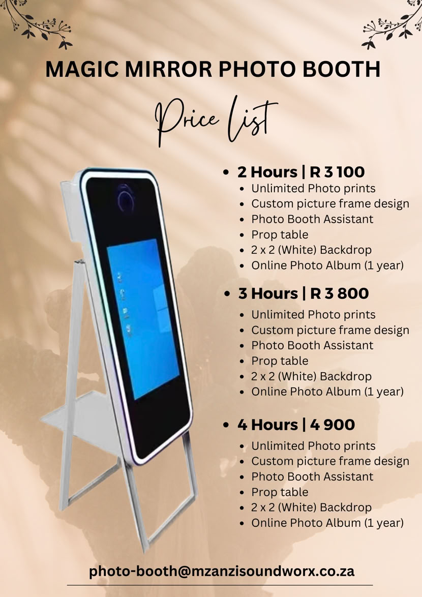 Mzanzi Soundworx Mirror Photo Booth Pricelist