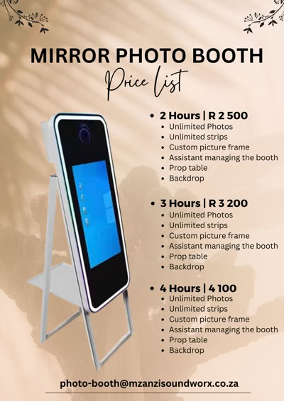 Mzanzi Soundworx Mirror Photo Booth Pricelist